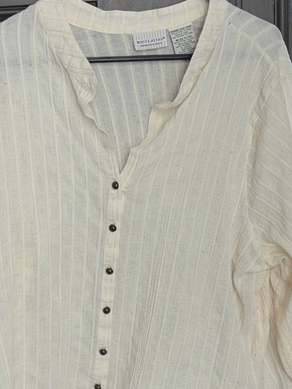 White Stag Cream Textured Button-Front Casual Shirt